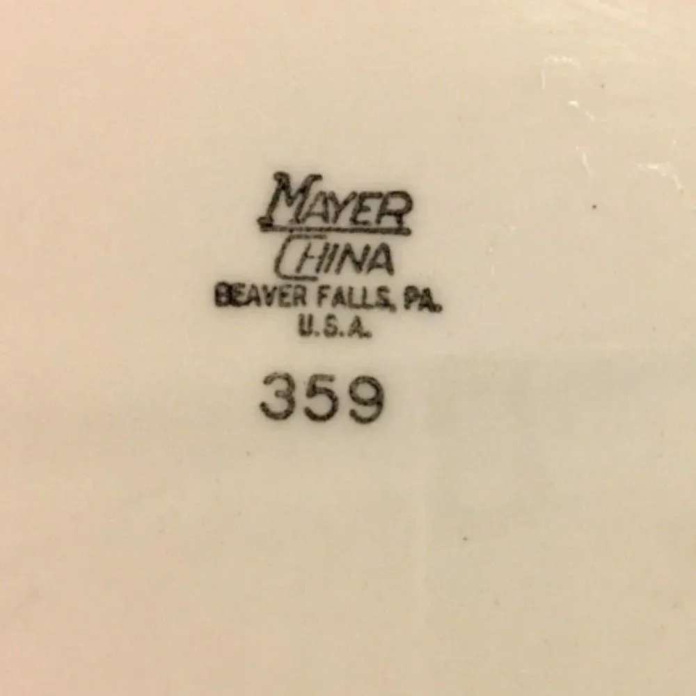 VINTAGE Mayer China Green Scroll Oval Platter Restaurant Ware HEAVYWEIGHT 13.75